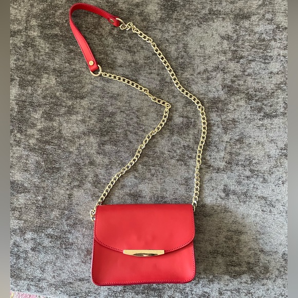 Red Leather and Gold Clutch / Mini bag - Picture 6 of 7